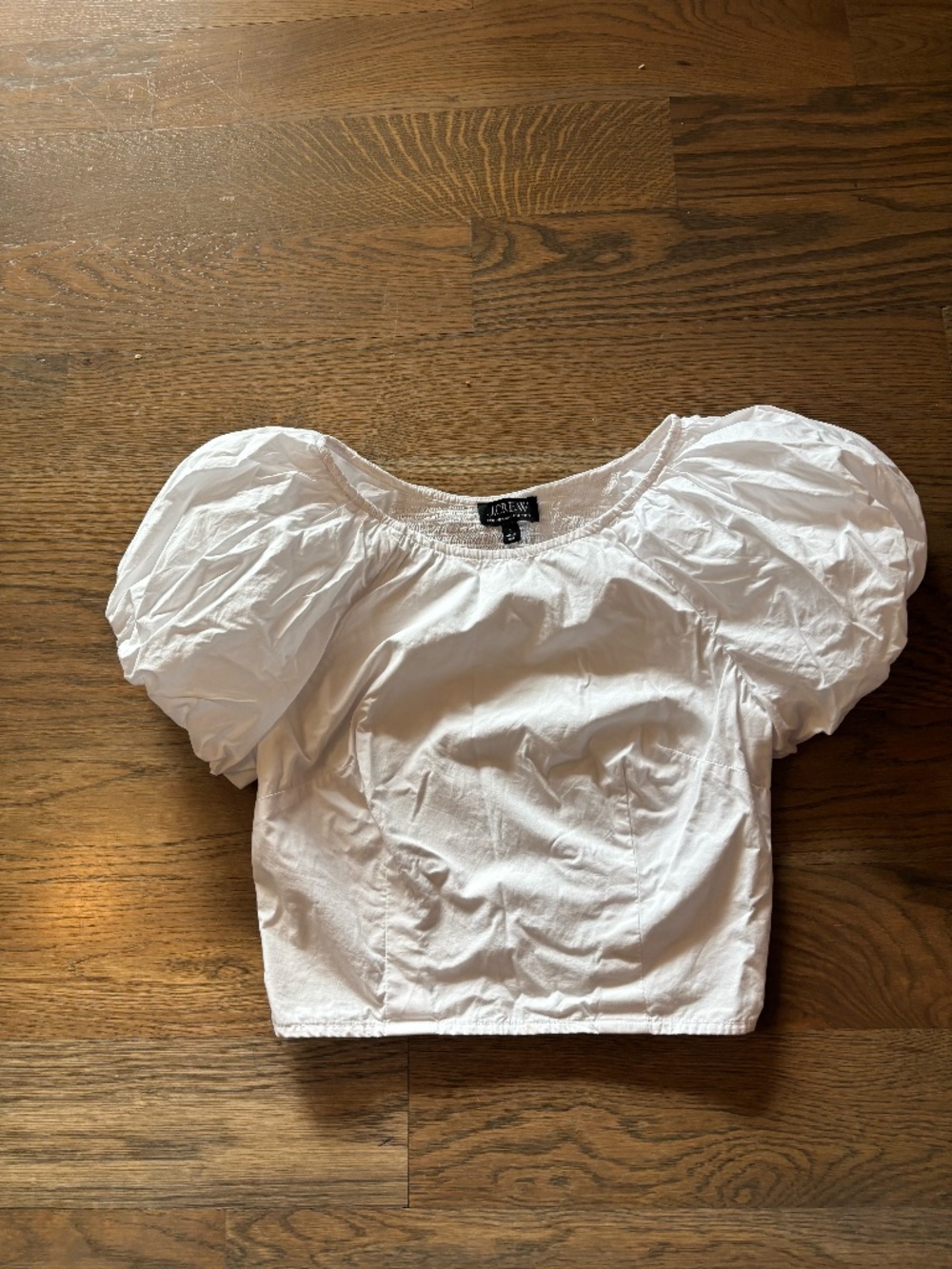 JCrew White Cotton Puff Sleeve Top Size 2